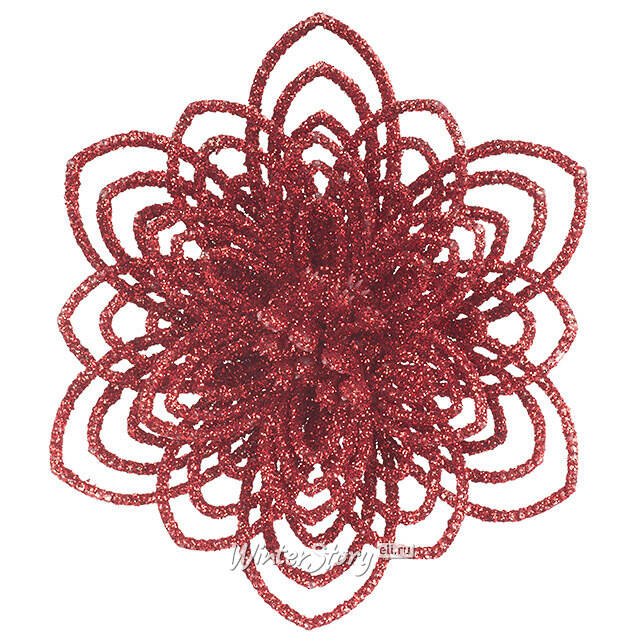 Искусственная пуансеттия Johanna 12 см, 3 шт, красная, клипса Koopman