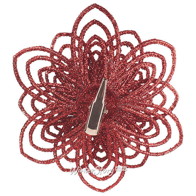 Искусственная пуансеттия Johanna 12 см, 3 шт, красная, клипса Koopman