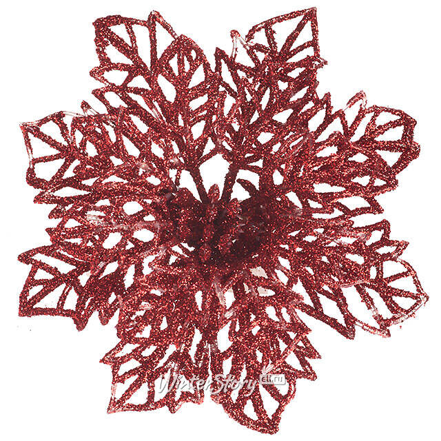 Искусственная пуансеттия Harwelle 12 см, 3 шт, красная, клипса Koopman