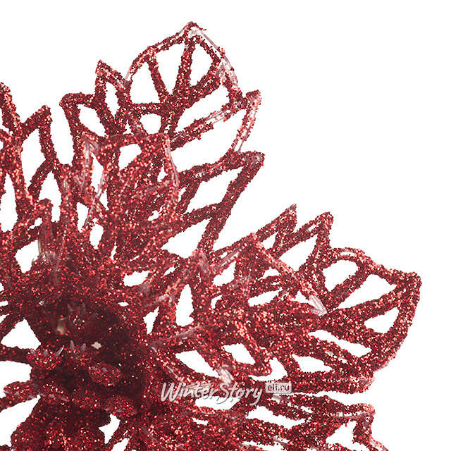 Искусственная пуансеттия Harwelle 12 см, 3 шт, красная, клипса Koopman