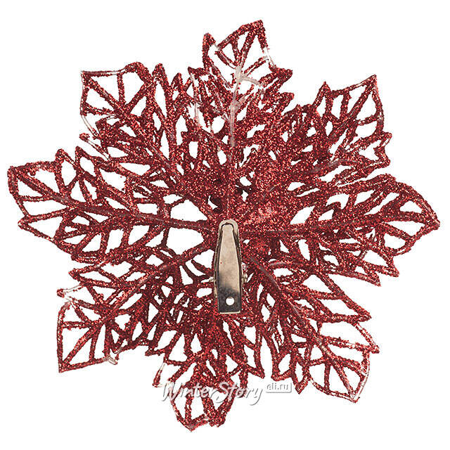 Искусственная пуансеттия Harwelle 12 см, 3 шт, красная, клипса Koopman