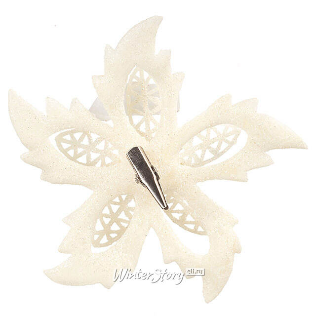 Искусственная пуансеттия Danielius 12 см, 3 шт, белая, клипса Koopman