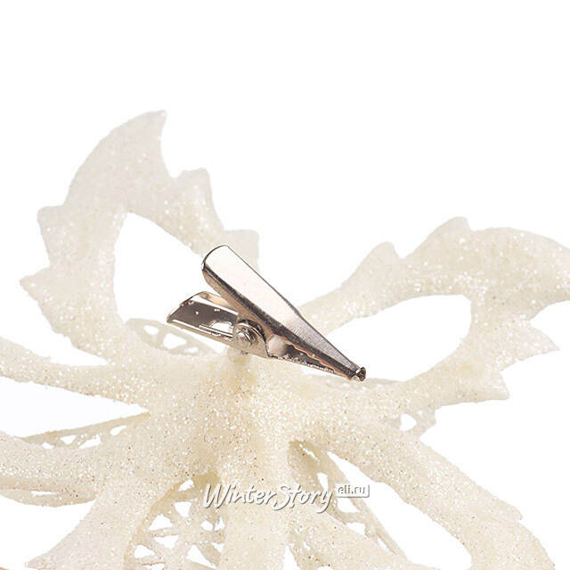 Искусственная пуансеттия Danielius 12 см, 3 шт, белая, клипса Koopman