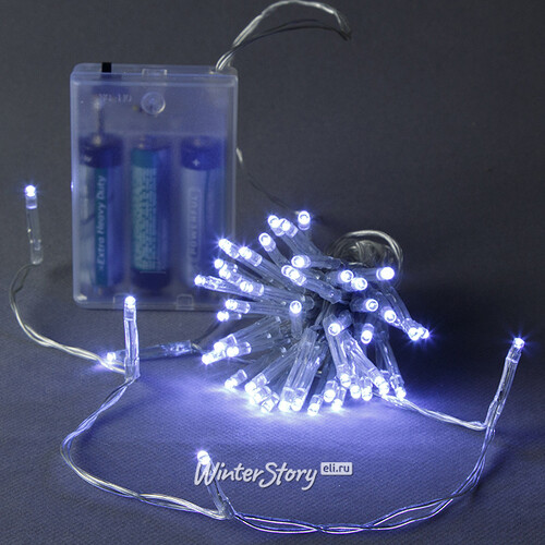 Светодиодная гирлянда Зимнее Утро на батарейках 30 холодных белых LED ламп 3 м, прозрачный ПВХ, IP20 Koopman