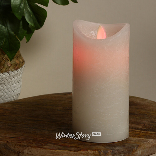 Светодиодная восковая свеча Живое Пламя RGB 15*7.5 см, белая, на батарейках Koopman