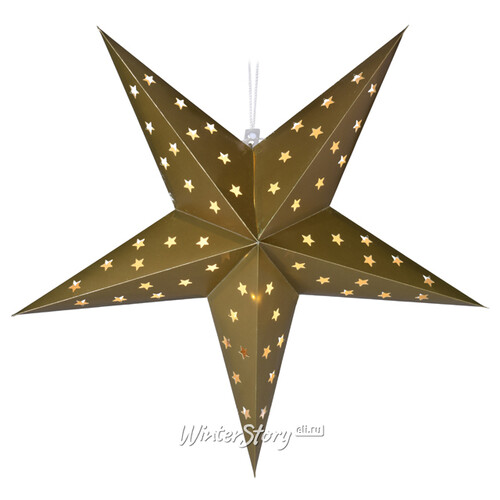 Светящаяся Звезда Капелла из бумаги 60 см золотая 10 теплых белых мини LED ламп, батарейки Koopman