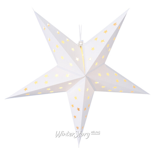 Светящаяся Звезда Капелла из бумаги 60 см белая 10 теплых белых мини LED ламп, батарейки Koopman