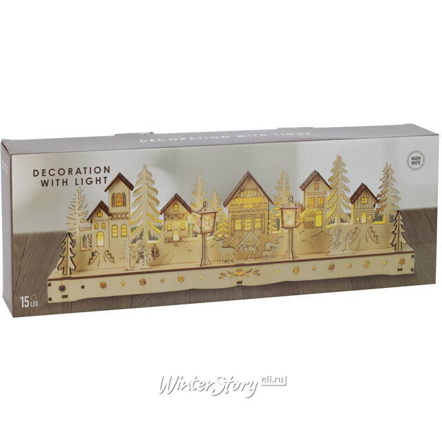 Новогодний светильник Village Street 45*15 см, 15 теплых белых LED ламп, на батарейках Koopman
