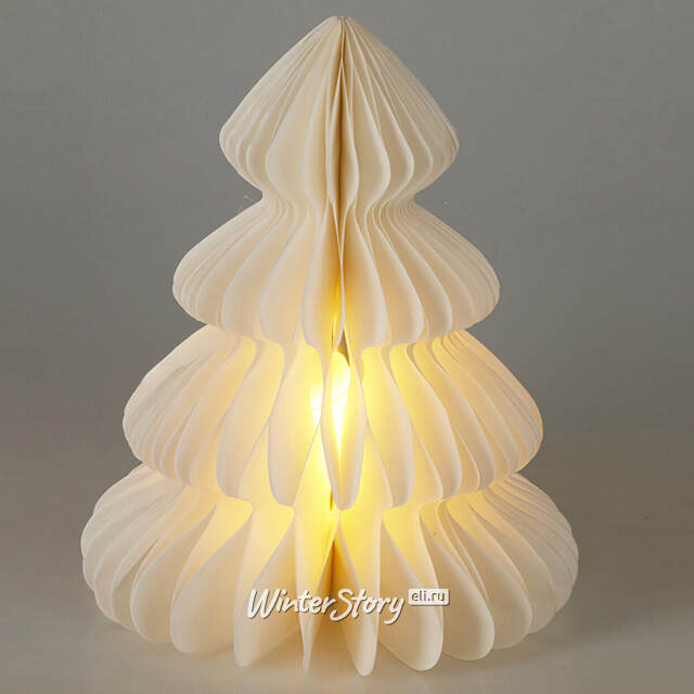 Светящаяся Елочка из бумаги 28 см, 6 теплых белых LED ламп, на батарейках, таймер Koopman