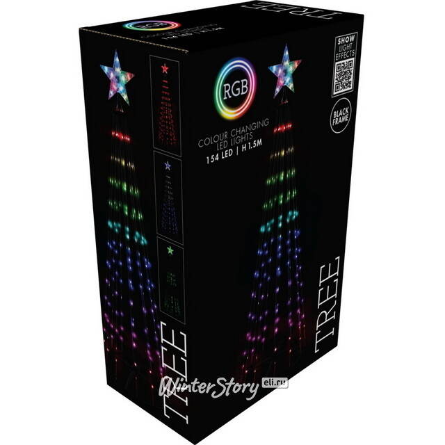 Светодиодная елка Radianta 150 см, 154 RGB LED ламп, пульт управления, контроллер, IP44 Koopman