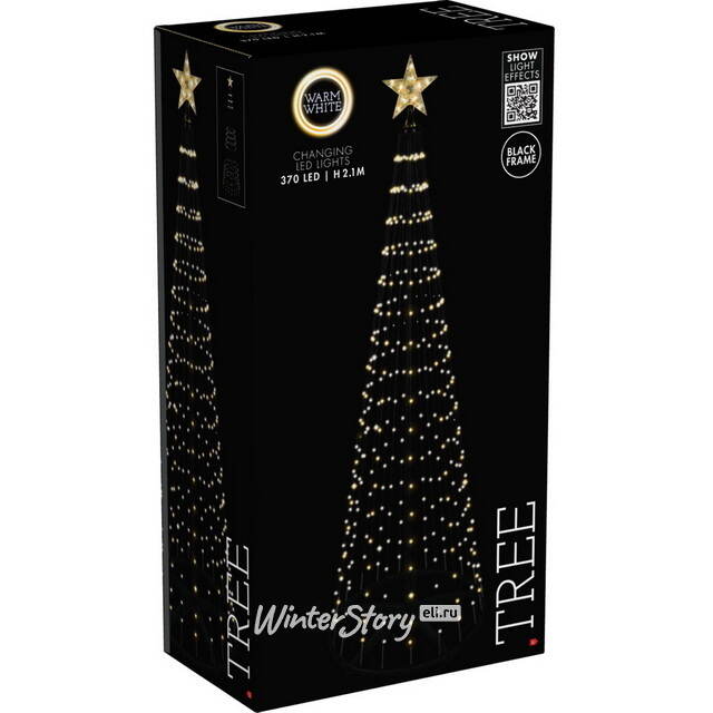 Светодиодная елка Radianta 210 см, 370 теплых белых LED ламп, пульт управления, контроллер, IP44 Koopman