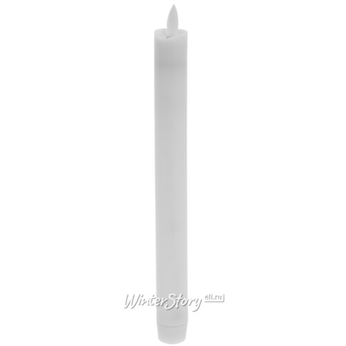 Столовая светодиодная свеча Живое Пламя восковая 23 см белая, на батарейках Koopman