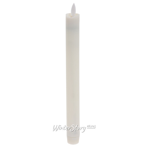 Столовая светодиодная свеча Живое Пламя восковая 23 см кремовая, на батарейках Koopman