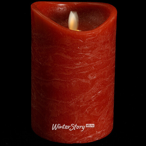 Светильник свеча восковая Живое Пламя 15*10 см красная, на батарейках Koopman