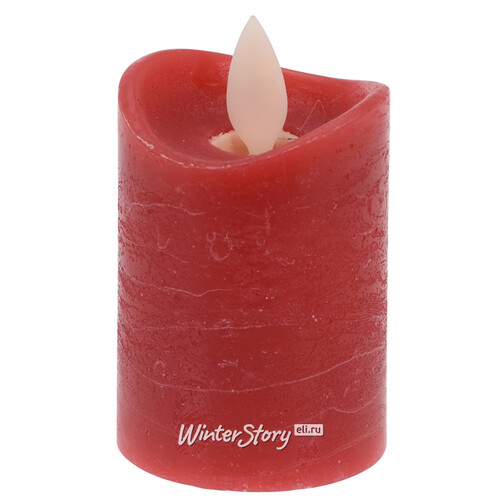 Светодиодная восковая свеча Живое Пламя 6.5*5 см красная, на батарейках Koopman