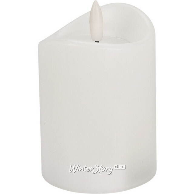 Светодиодная свеча с имитацией пламени Кертон 10 см, белая восковая, на батарейках, таймер Koopman
