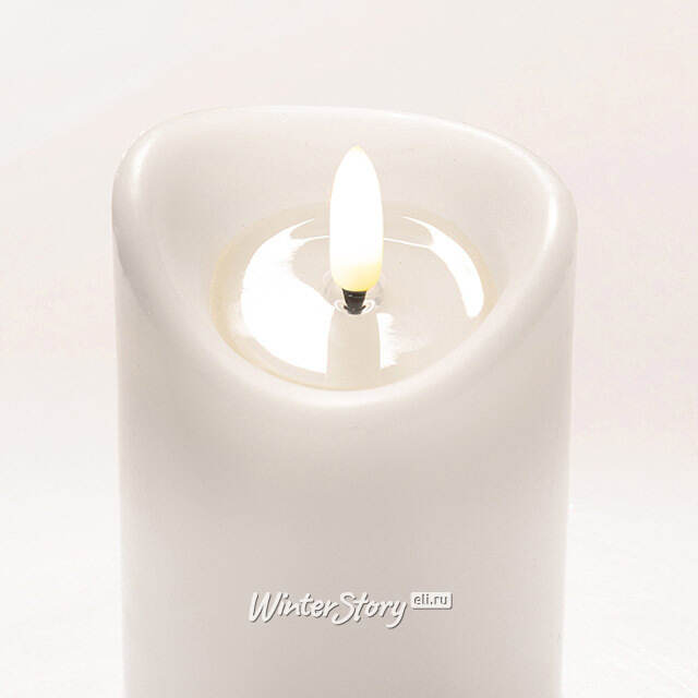 Светодиодная свеча с имитацией пламени Кертон 10 см, белая восковая, на батарейках, таймер Koopman