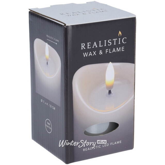 Светодиодная свеча с имитацией пламени Кертон 10 см, белая восковая, на батарейках, таймер Koopman