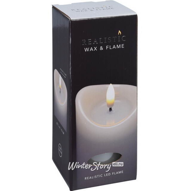 Светодиодная свеча с имитацией пламени Кертон 15 см, белая восковая, на батарейках, таймер Koopman