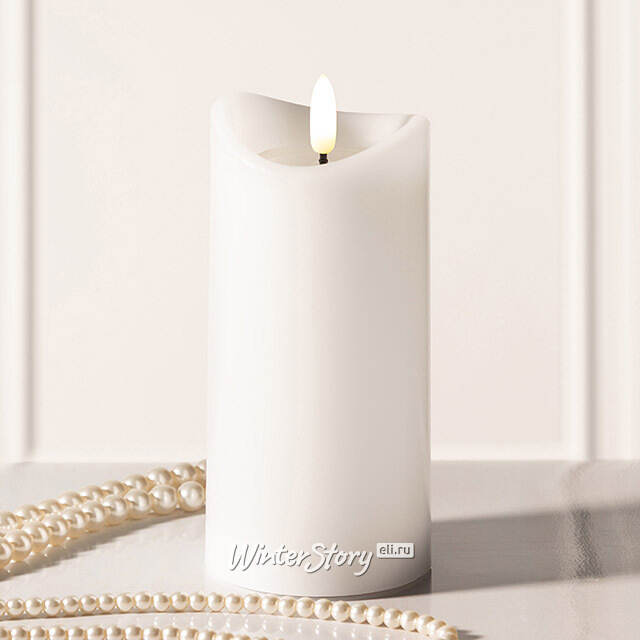 Светодиодная свеча с имитацией пламени Кертон 15 см, белая восковая, на батарейках, таймер Koopman