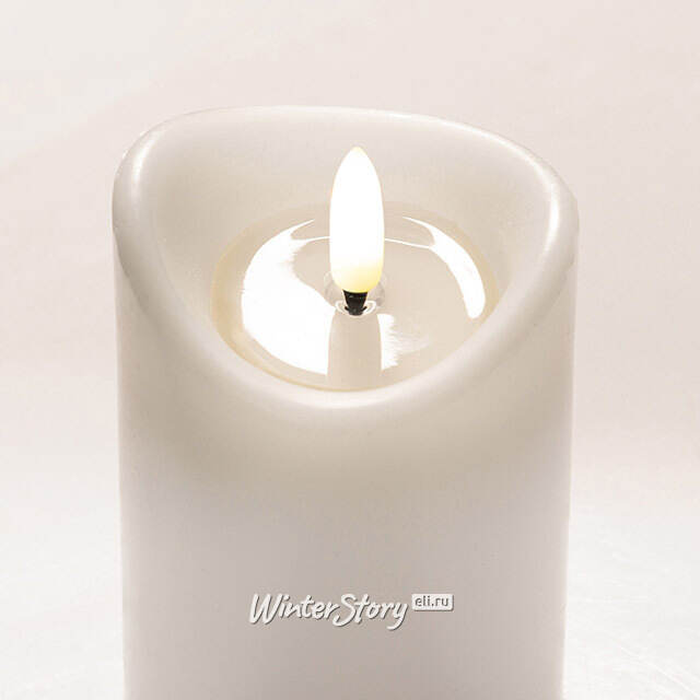 Светодиодная свеча с имитацией пламени Кертон 20 см, белая восковая, на батарейках, таймер Koopman