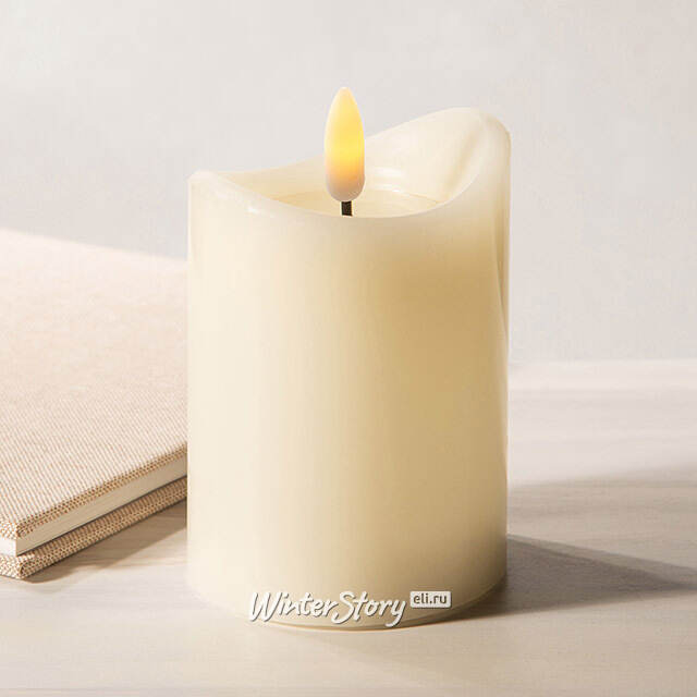 Светодиодная свеча с имитацией пламени Кертон 10 см, слоновая кость, на батарейках, таймер Koopman