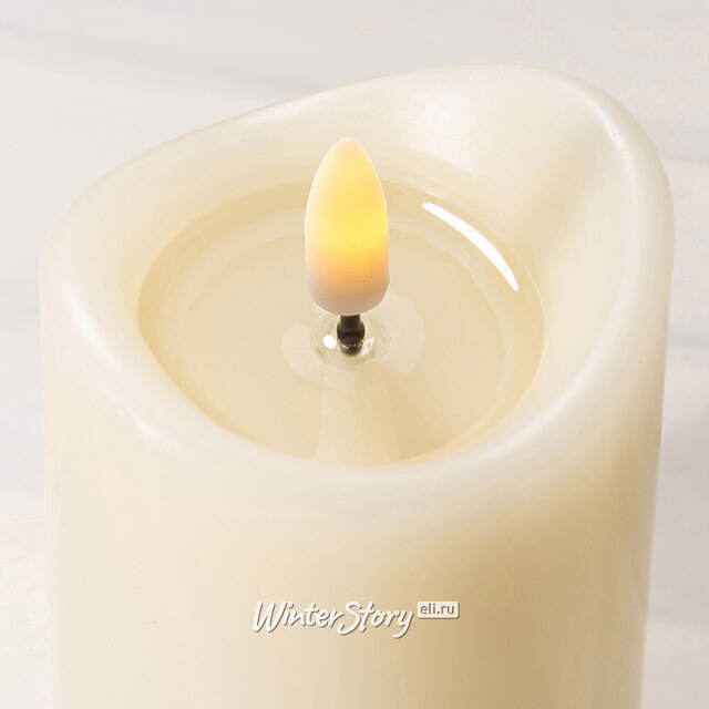 Светодиодная свеча с имитацией пламени Кертон 10 см, слоновая кость, на батарейках, таймер Koopman