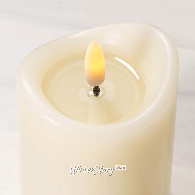 Светодиодная свеча с имитацией пламени Кертон 12.5 см, слоновая кость, на батарейках, таймер Koopman