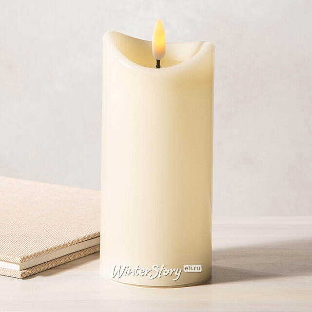 Светодиодная свеча с имитацией пламени Кертон 15 см, слоновая кость, на батарейках, таймер Koopman