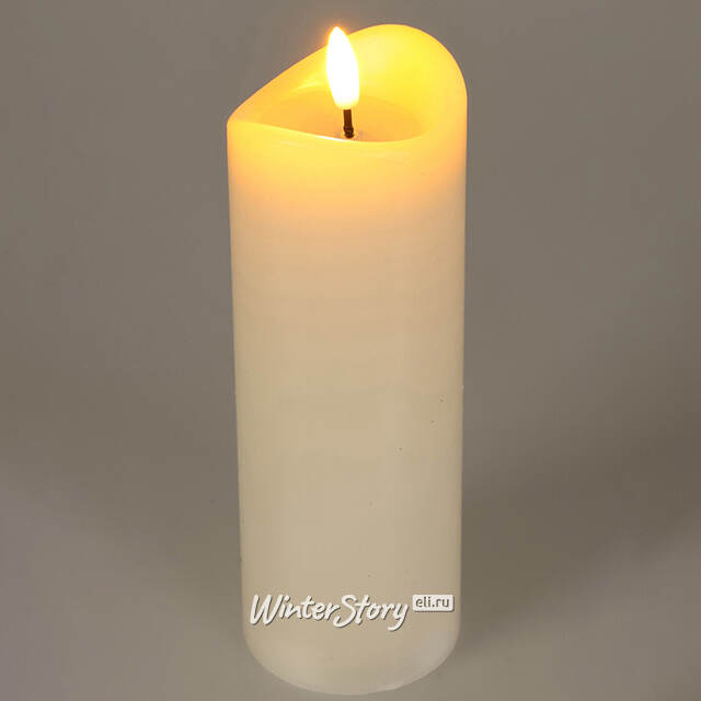 Светодиодная свеча с имитацией пламени Кертон 20 см, слоновая кость, на батарейках, таймер Koopman
