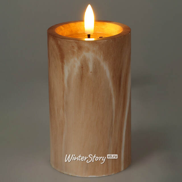 Светодиодная свеча с имитацией пламени Brown Marble 12.5 см, на батарейках, таймер Koopman