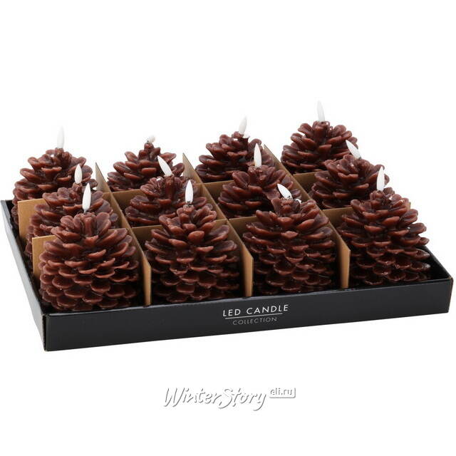 Светодиодная свеча Сосновая Шишка 13 см, на батарейках, таймер Koopman
