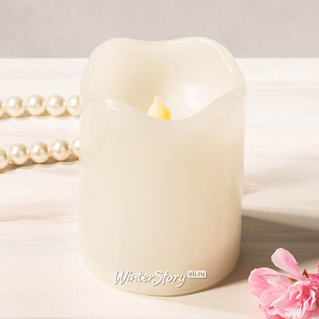 Светодиодная свеча Merano 9 см слоновая кость, мерцающее пламя, на батарейках, таймер Koopman