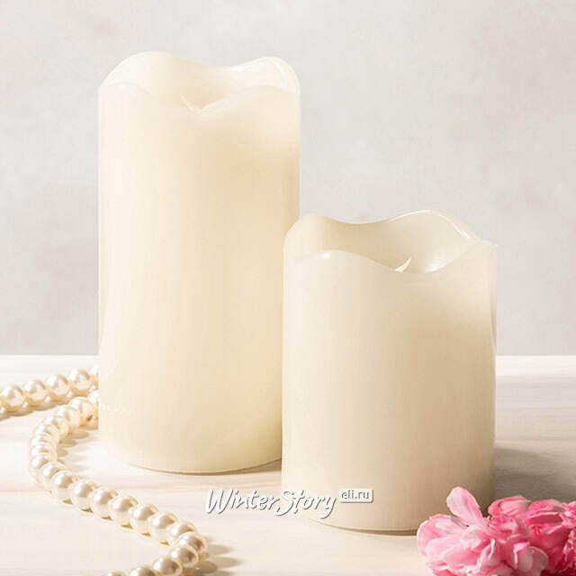 Светодиодная свеча Merano 13 см слоновая кость, мерцающее пламя, на батарейках, таймер Koopman