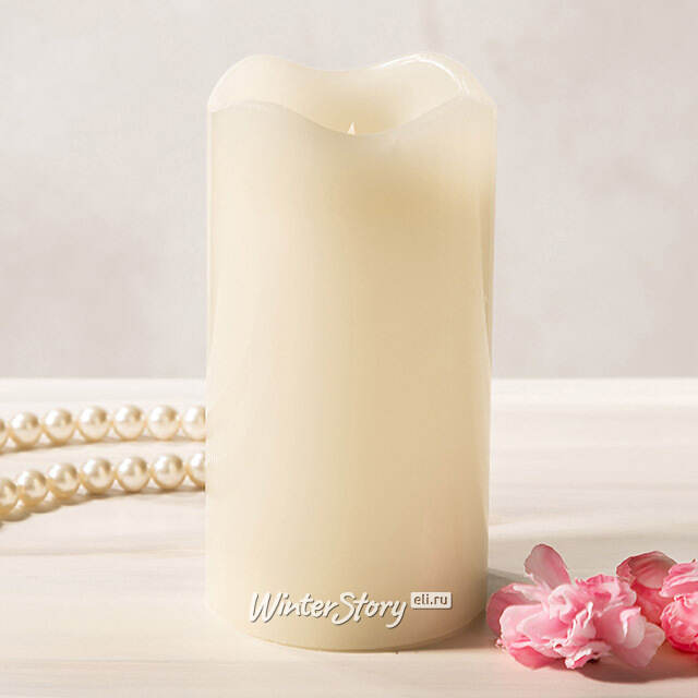 Светодиодная свеча Merano 13 см слоновая кость, мерцающее пламя, на батарейках, таймер Koopman