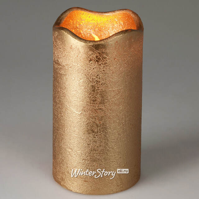 Светодиодная свеча Romanzo 13 см золотая, мерцающее пламя, на батарейках, таймер Koopman