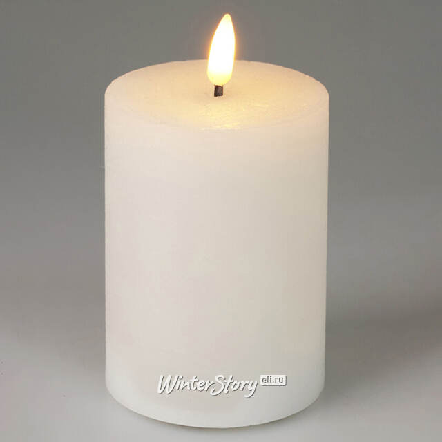 Светодиодная восковая свеча Rustic 10 см белая, мерцающее пламя, на батарейках, таймер Koopman