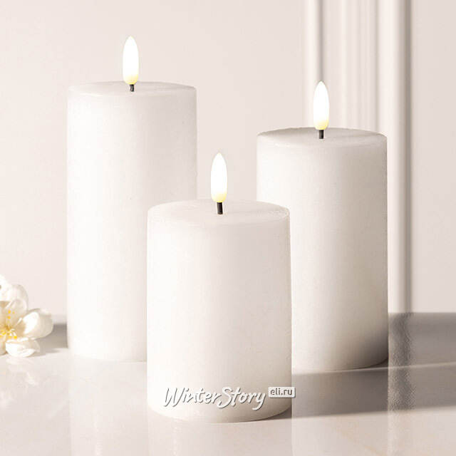 Светодиодная восковая свеча Rustic 12.5 см белая, мерцающее пламя, на батарейках, таймер Koopman