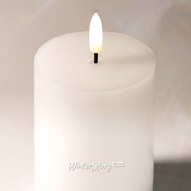 Светодиодная восковая свеча Rustic 12.5 см белая, мерцающее пламя, на батарейках, таймер Koopman