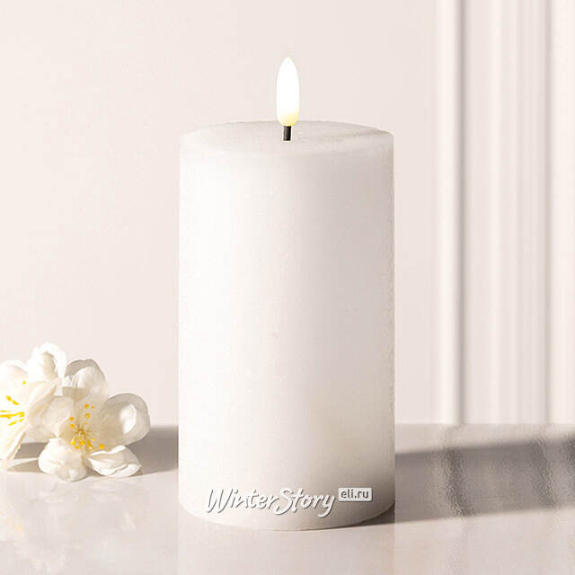 Светодиодная восковая свеча Rustic 12.5 см белая, мерцающее пламя, на батарейках, таймер Koopman