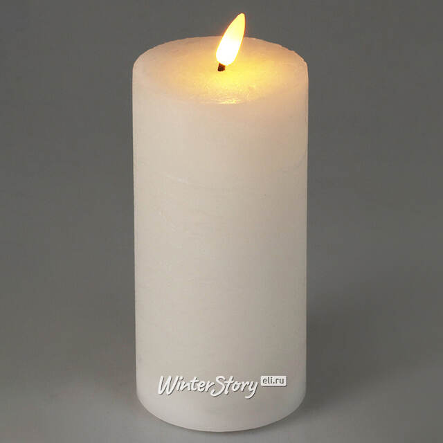 Светодиодная восковая свеча Rustic 15 см белая, мерцающее пламя, на батарейках, таймер Koopman