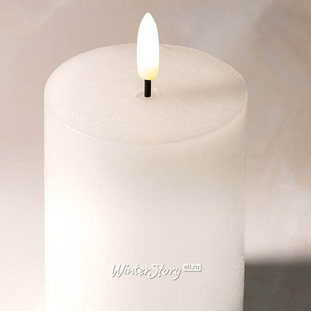 Светодиодная восковая свеча Rustic 15 см белая, мерцающее пламя, на батарейках, таймер Koopman