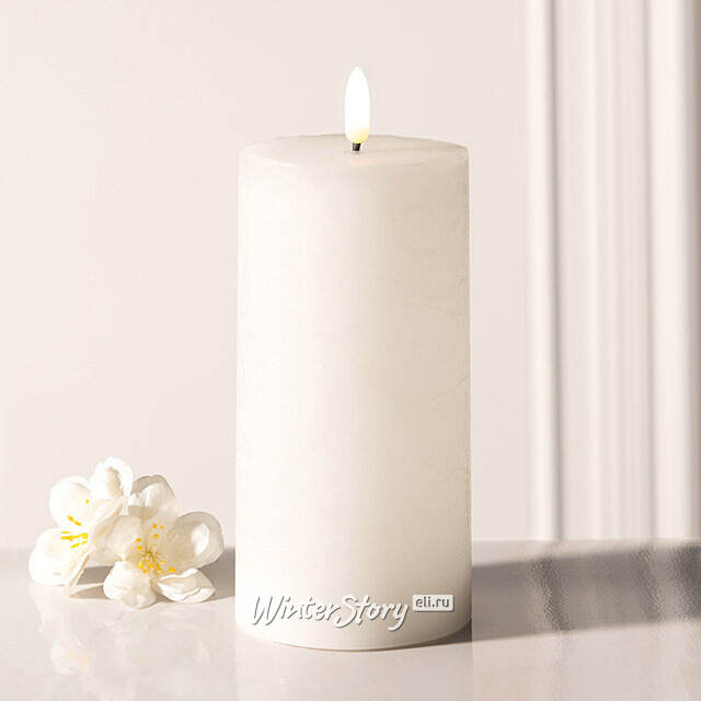 Светодиодная восковая свеча Rustic 15 см белая, мерцающее пламя, на батарейках, таймер Koopman