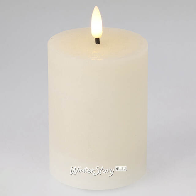 Светодиодная восковая свеча Rustic 10 см слоновая кость, мерцающее пламя, на батарейках, таймер Koopman