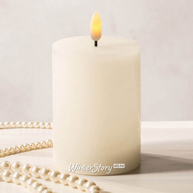 Светодиодная восковая свеча Rustic 10 см слоновая кость, мерцающее пламя, на батарейках, таймер Koopman
