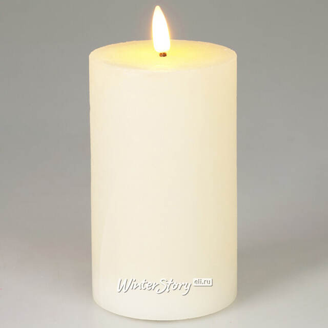 Светодиодная восковая свеча Rustic 12.5 см слоновая кость, мерцающее пламя, на батарейках, таймер Koopman