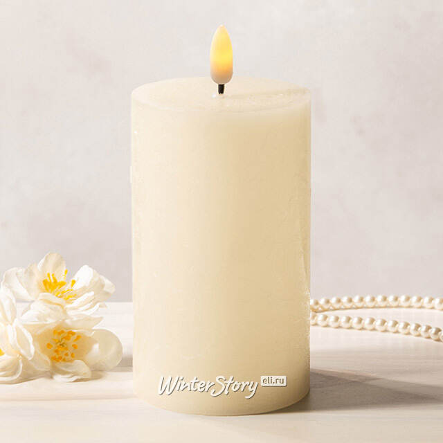Светодиодная восковая свеча Rustic 12.5 см слоновая кость, мерцающее пламя, на батарейках, таймер Koopman