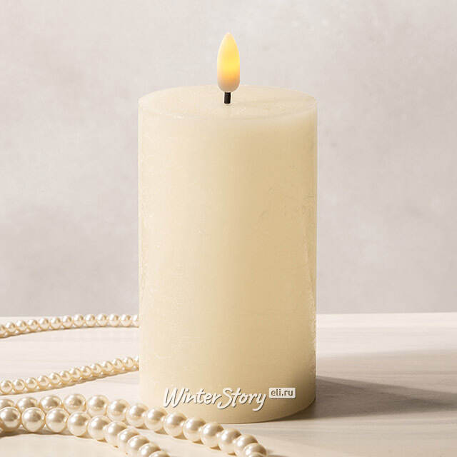 Светодиодная восковая свеча Rustic 12.5 см слоновая кость, мерцающее пламя, на батарейках, таймер Koopman