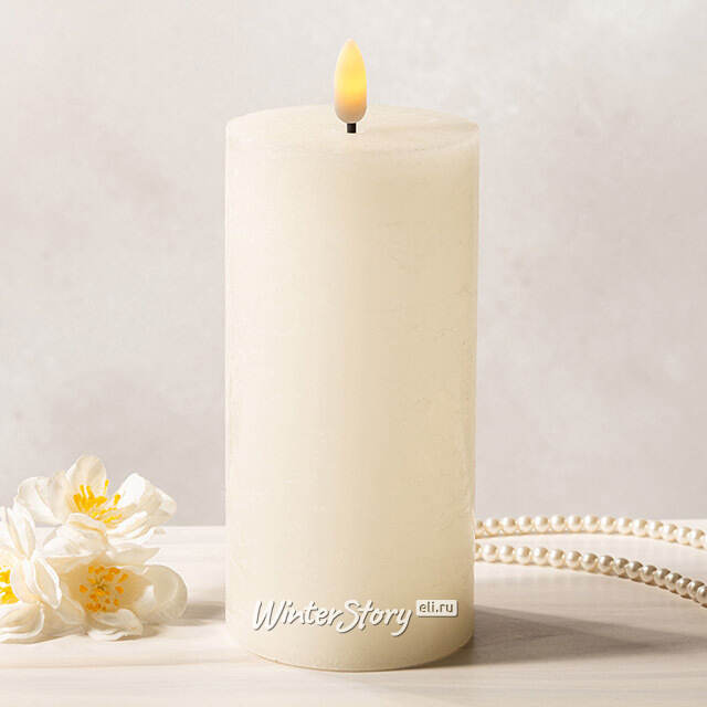 Светодиодная восковая свеча Rustic 15 см слоновая кость, мерцающее пламя, на батарейках, таймер Koopman