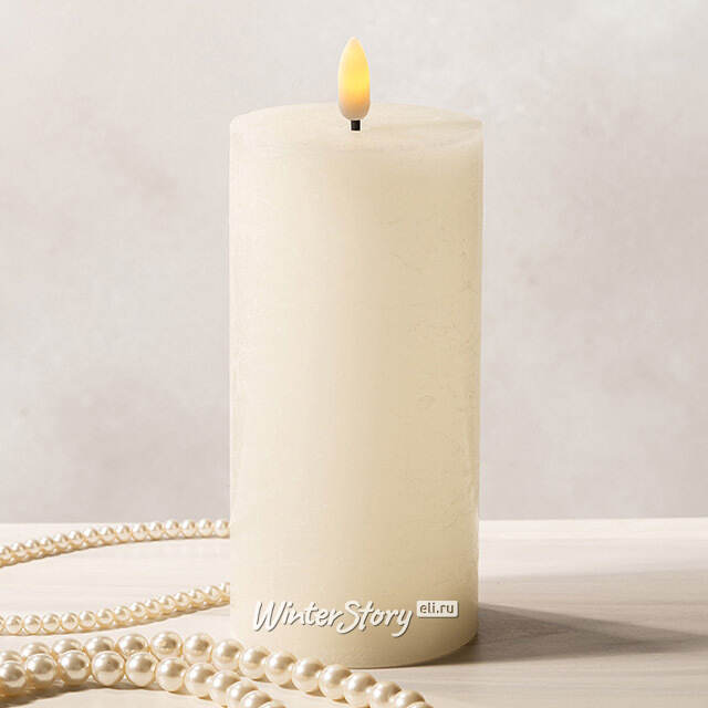 Светодиодная восковая свеча Rustic 15 см слоновая кость, мерцающее пламя, на батарейках, таймер Koopman
